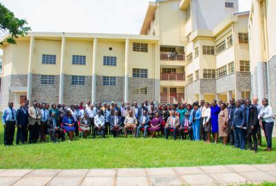 Seated from left to right: Prof Francis Indoshi, Dr. Rose Chiaji, Pamela Nandi, Prof Khaemba Ongeti, Prof Julius Nyabundi, Prof Charles Ong’ondo, Dr Reuben Nthamburi, Prof Maureen Olel, Prof Sarima Chacha, Prof Peter Oracha